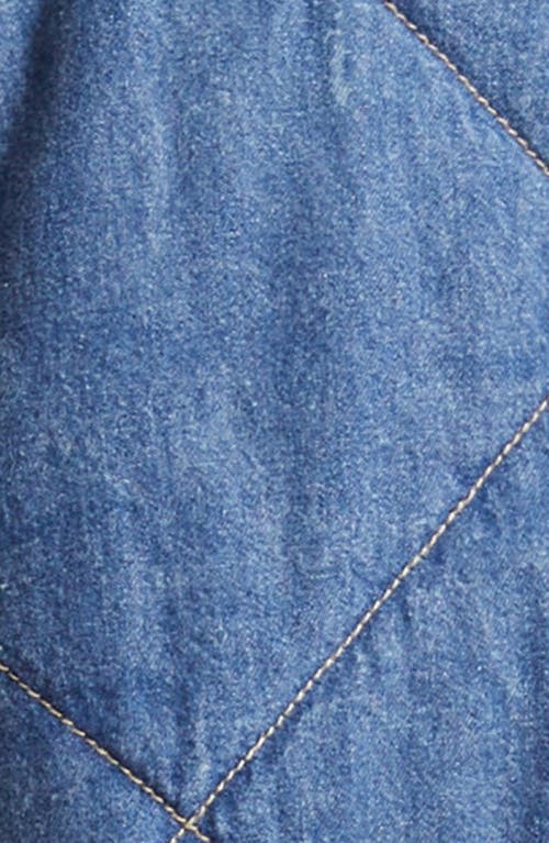 L'agence Ryah Washed Denim Quilted Bomber Jacket In Blue