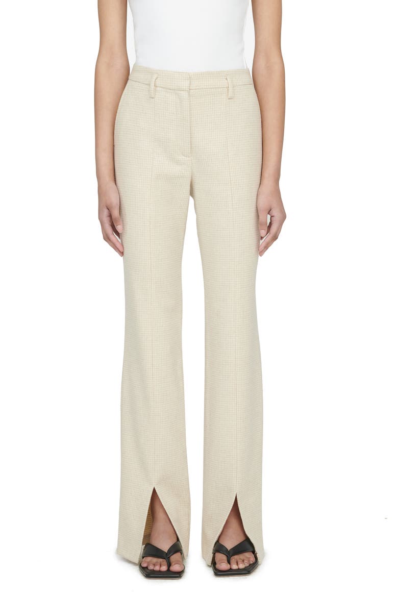 Joelle Slit Hem Wool Blend Trousers, Main, color, MULTI