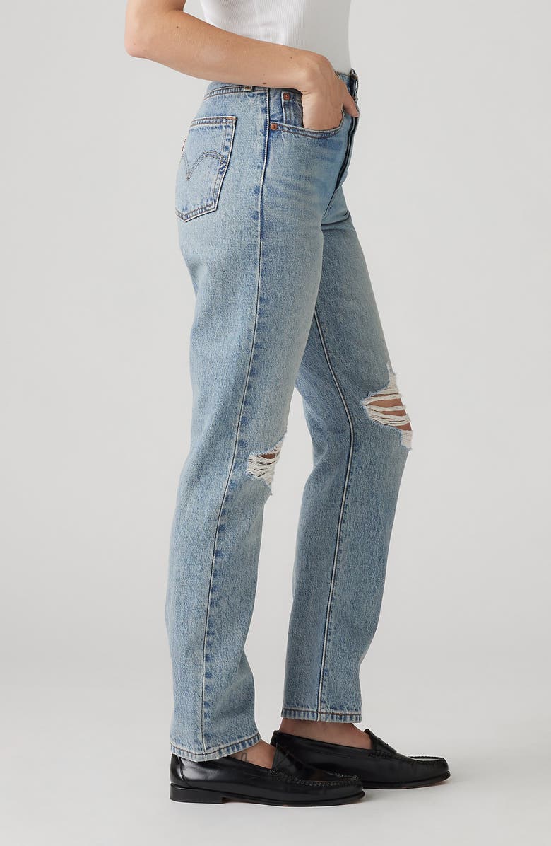 Levi's<sup>®</sup> 501<sup>®</sup> Ripped High Waist Straight Leg Jeans, Alternate, color, Plan To Stay