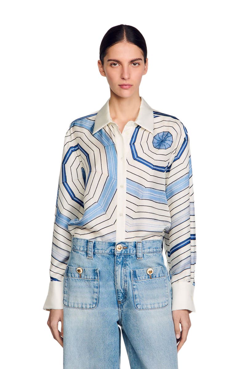 SANDRO Spiral-motif long sleeve shirt, Alternate, color, 