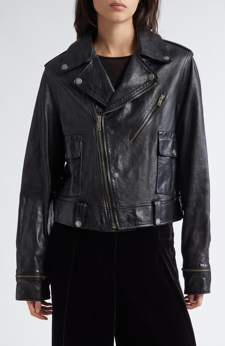 Golden Goose Journey Nevada Leather Moto Jacket, Main, color,