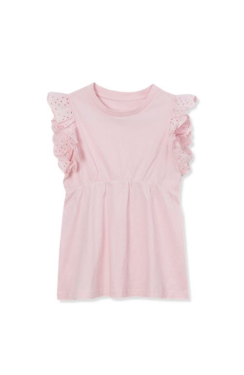 LANDS' END LANDS' END GIRLS FLUTTER SLEEVE TIERED PEASANT TOP
