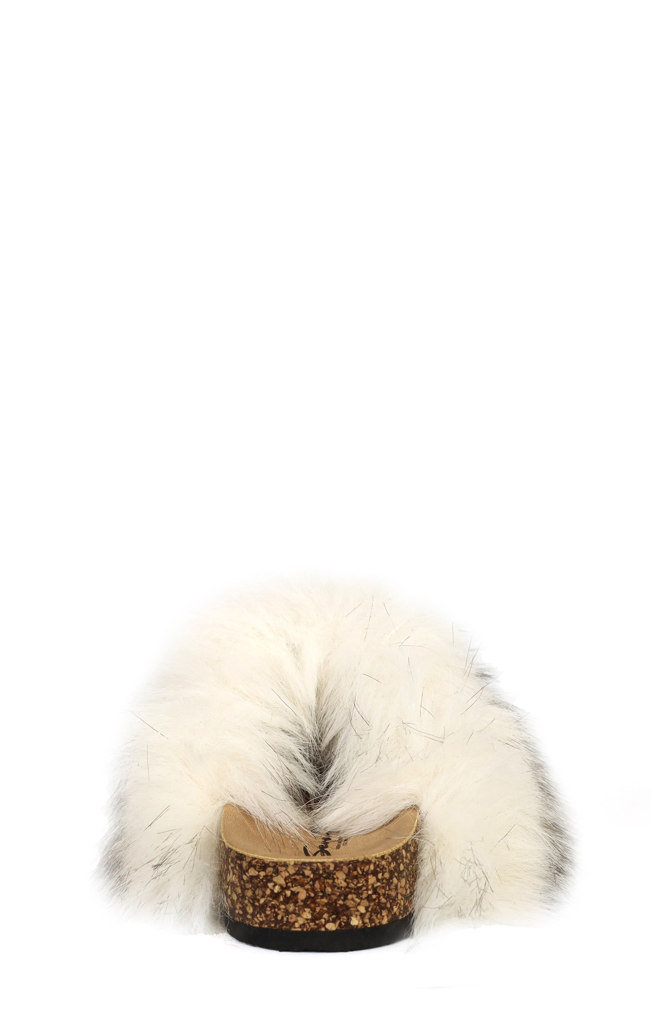 Kids' Lorena Faux Fur Slide, Alternate, color, CREAM