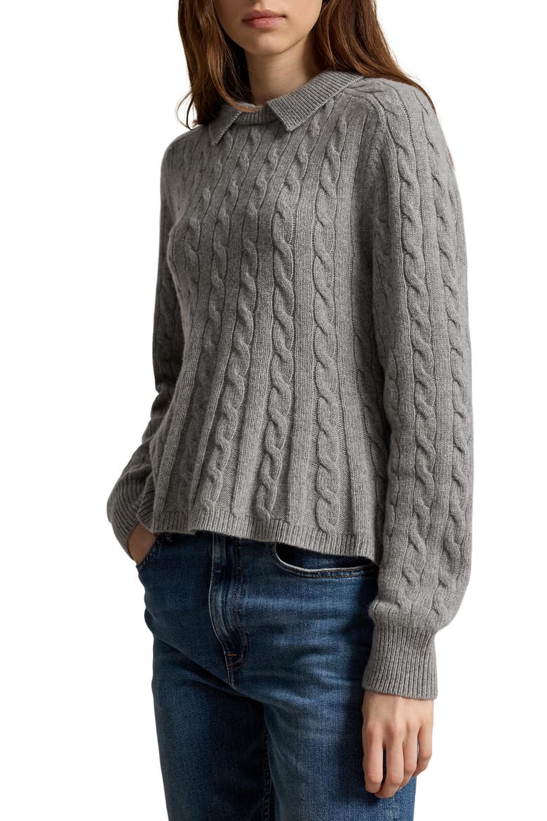 Cable Knit Wool and Cashmere Sweater, Main, color, OUTPOST GRAY HEATHER