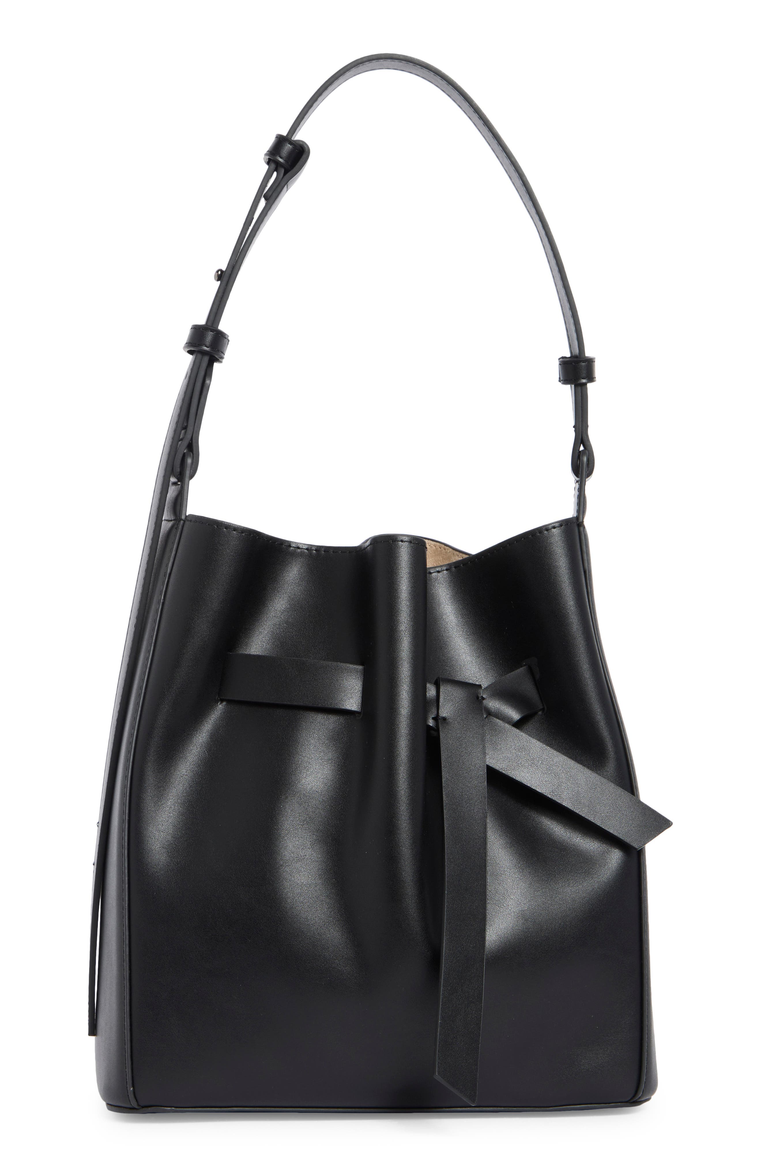 BCBG Knotted Faux Leather Bucket Bag