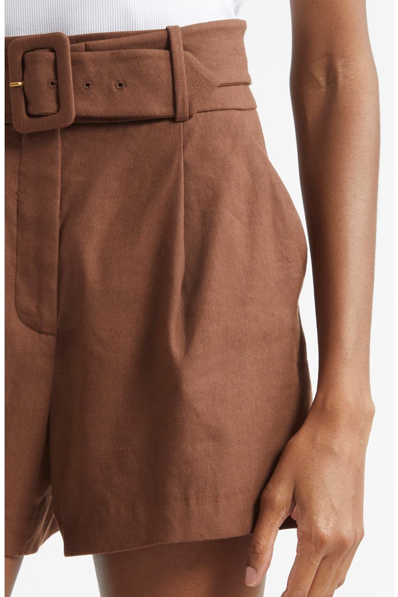 Piper Pleated Linen Blend Shorts, Alternate, color, LIGHT CHICORY