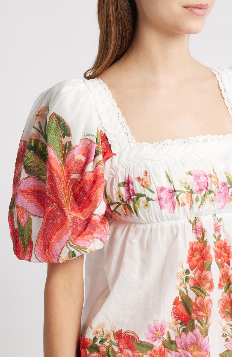 FARM Rio Floral Print Top, Alternate, color, Off-White