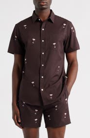 MAVRANS Espresso Martini Trim Fit Short Sleeve Performance Button-Down Shirt