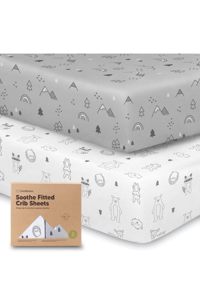 KeaBabies Soothe Fitted Crib Sheet, Main, color, Woodland