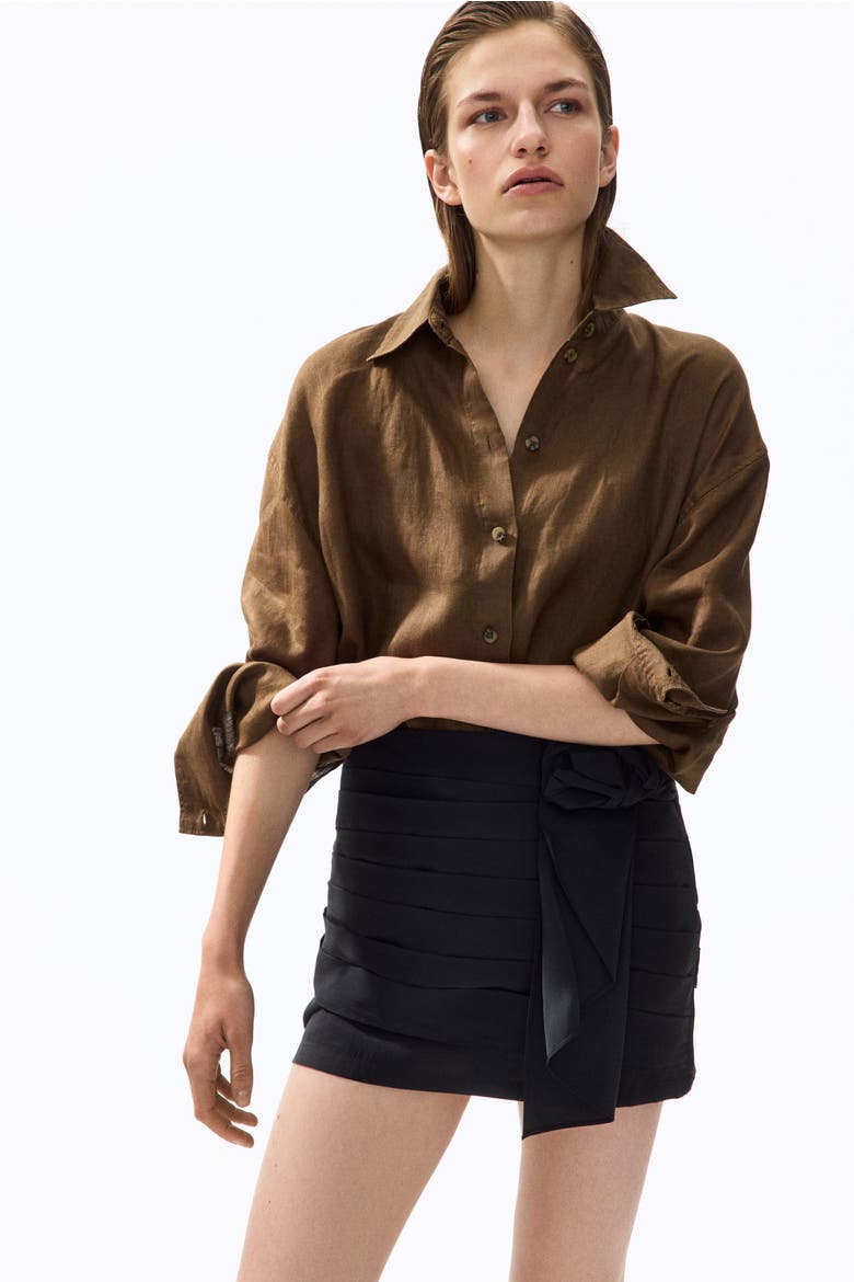 Appliquéd Mini Skirt, Alternate, color, Black