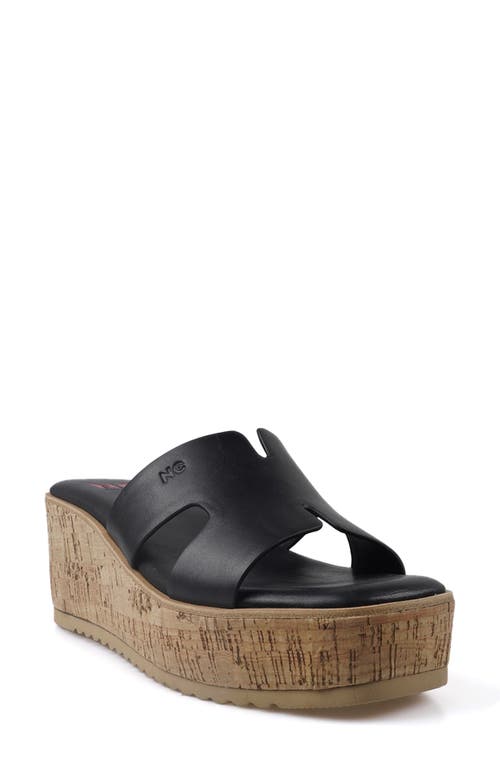National Comfort Maxinne Platform Wedge Sandal In Black Leather