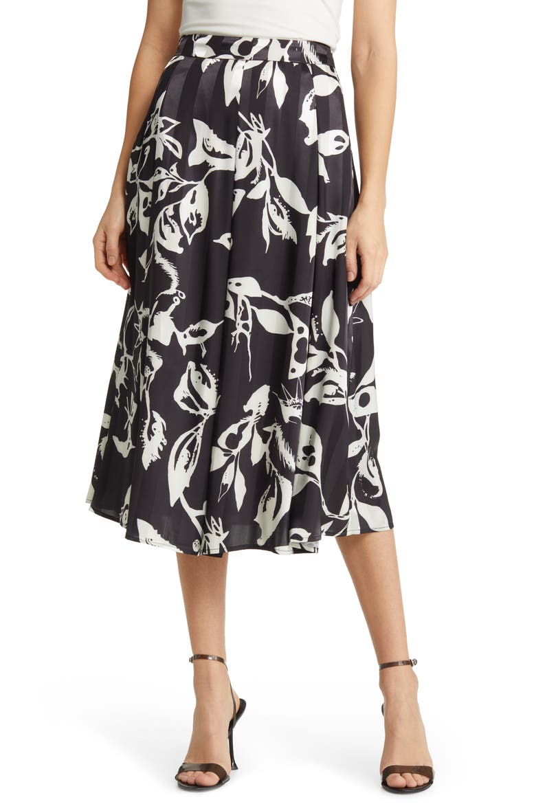 Ryan Floral Midi Skirt, Main, color, BLACK