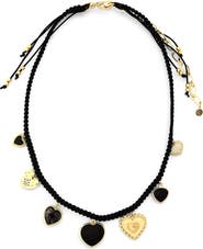 Panacea Black Suede Heart Charm Necklace