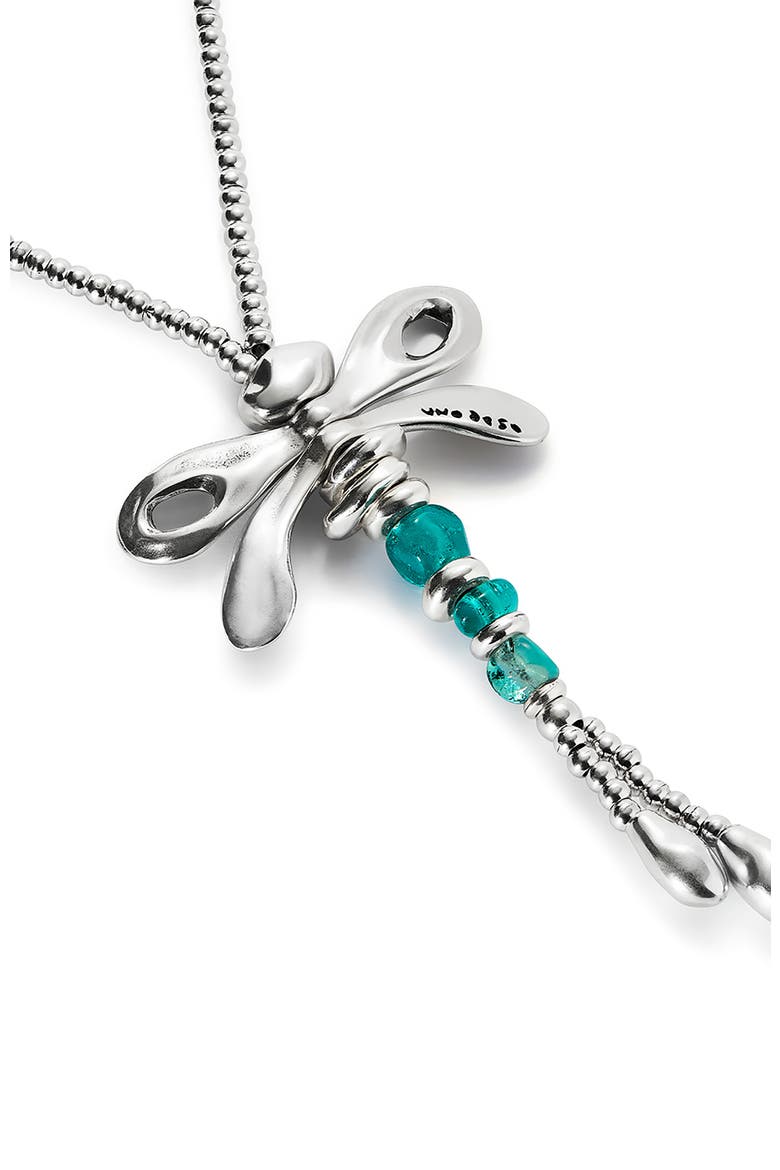 Long Pendant Necklace with a Dragonfly, Alternate, color, Silver