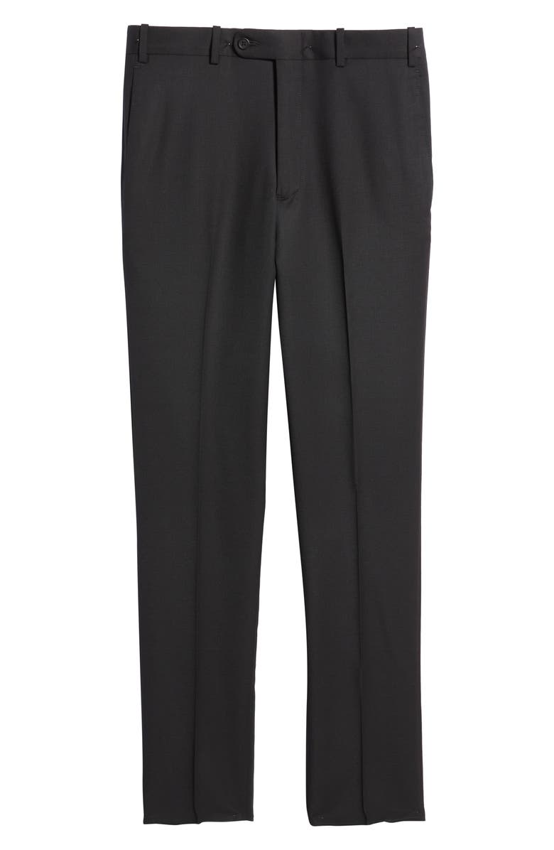 JB Britches Flat Front Stretch Wool Trousers, Alternate, color, Black