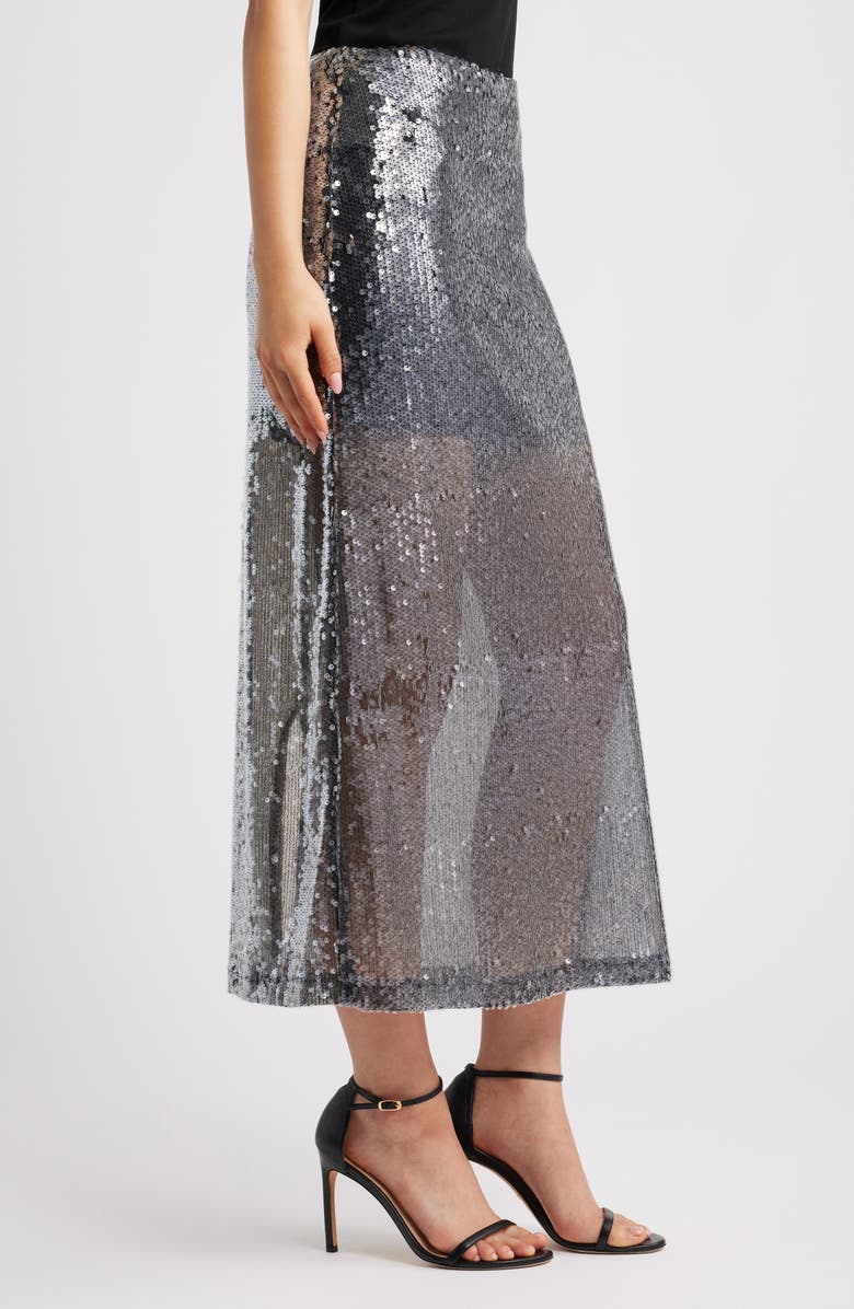 ICHI Ihprinca Sequin Skirt, Alternate, color, Silver