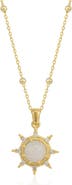 Spero London Moonstone Sun Sterling Silver Pendant Necklace With Beaded Chain