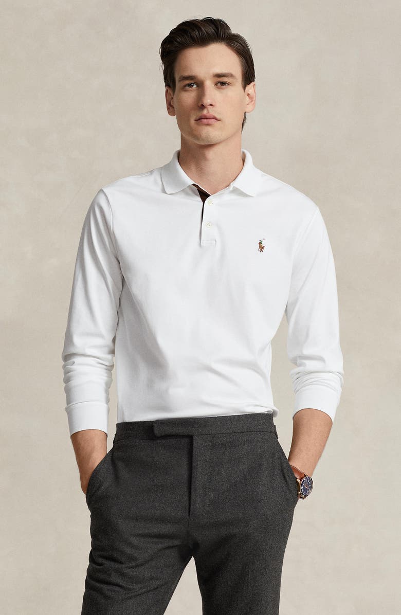 Polo Ralph Lauren Long Sleeve Pima Cotton Polo, Alternate, color, White