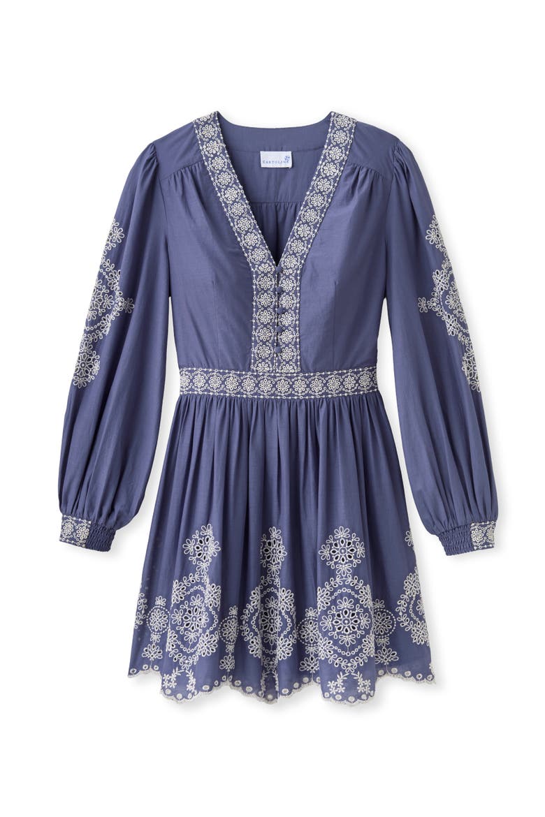 Blake Embroidered Mini Dress, Main, color, Indigo