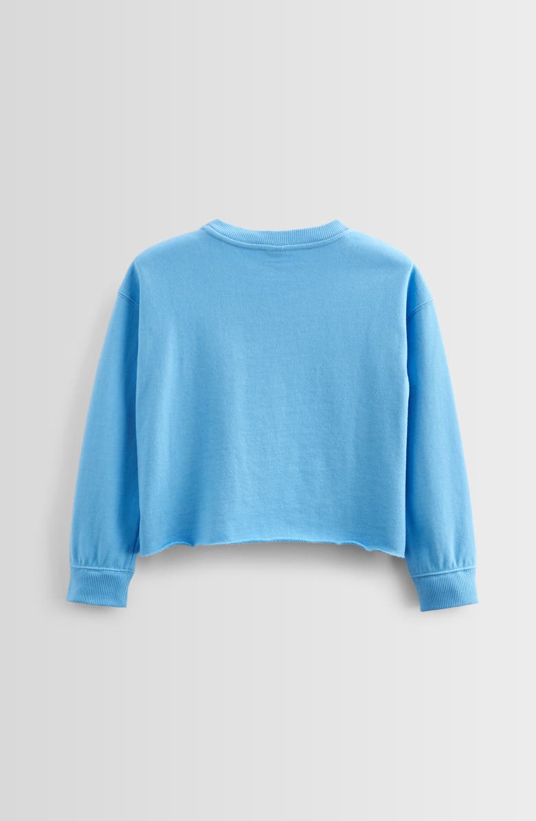 Treasure & Bond Kids' Graphic Raw Hem Crop Crewneck Sweatshirt, Alternate, color, Blue Boarding Rolling Stones