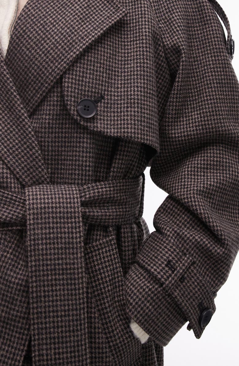 Topshop Heritage Houndstooth Trench Coat, Alternate, color,