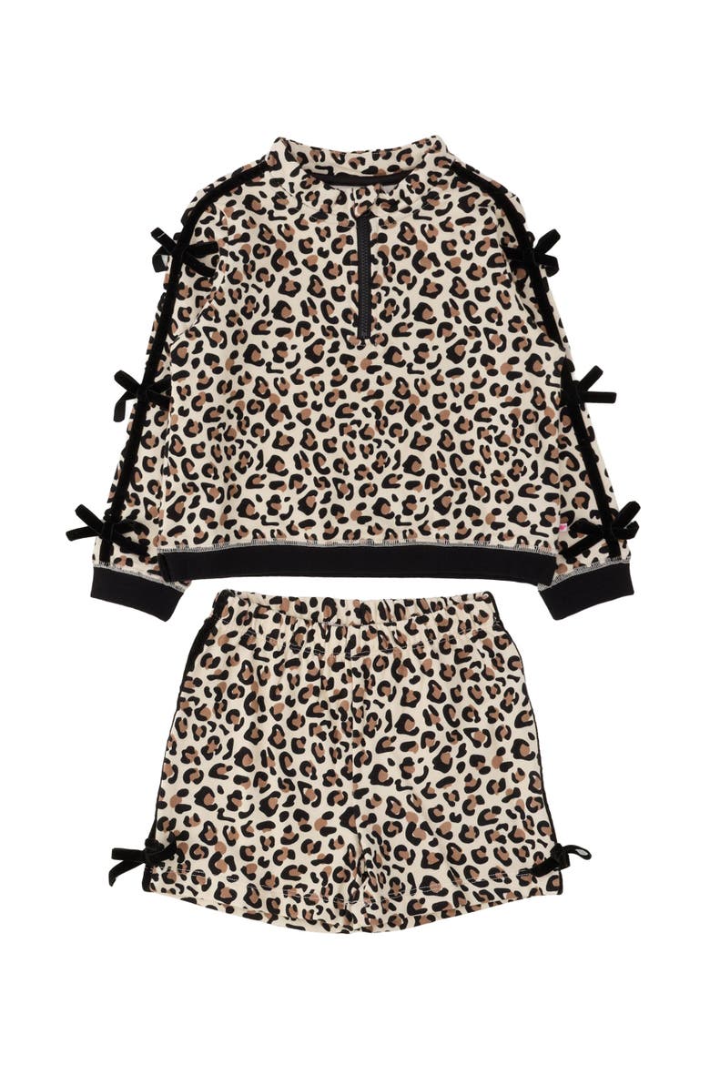 Fleece Bow Quarter Zip & Shorts Set, Main, color, Classic Leopard