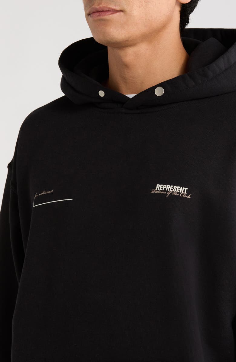 Represent Patron of the Club Graphic Hoodie, Alternate, color, Black