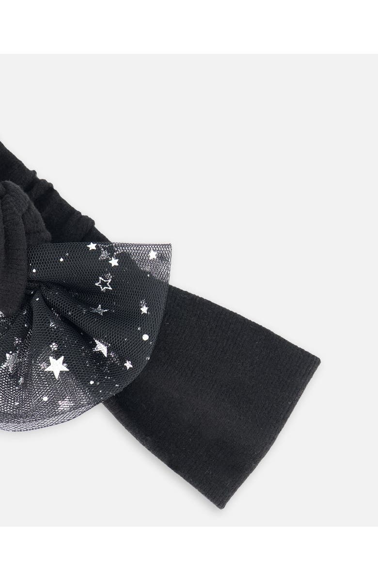 Deux par Deux Baby Girl's Headband With Glittering Tulle Bow Black, Alternate, color,