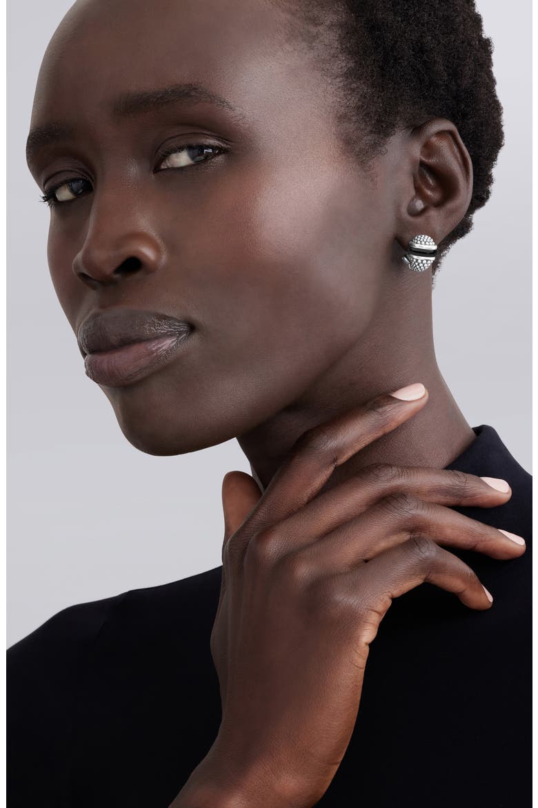 Black Caviar Earrings, Alternate, color, SILVER