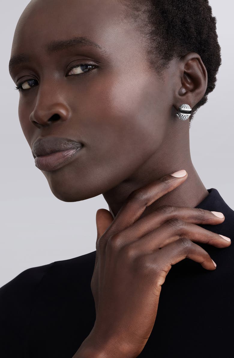 LAGOS Black Caviar Earrings, Alternate, color, Silver