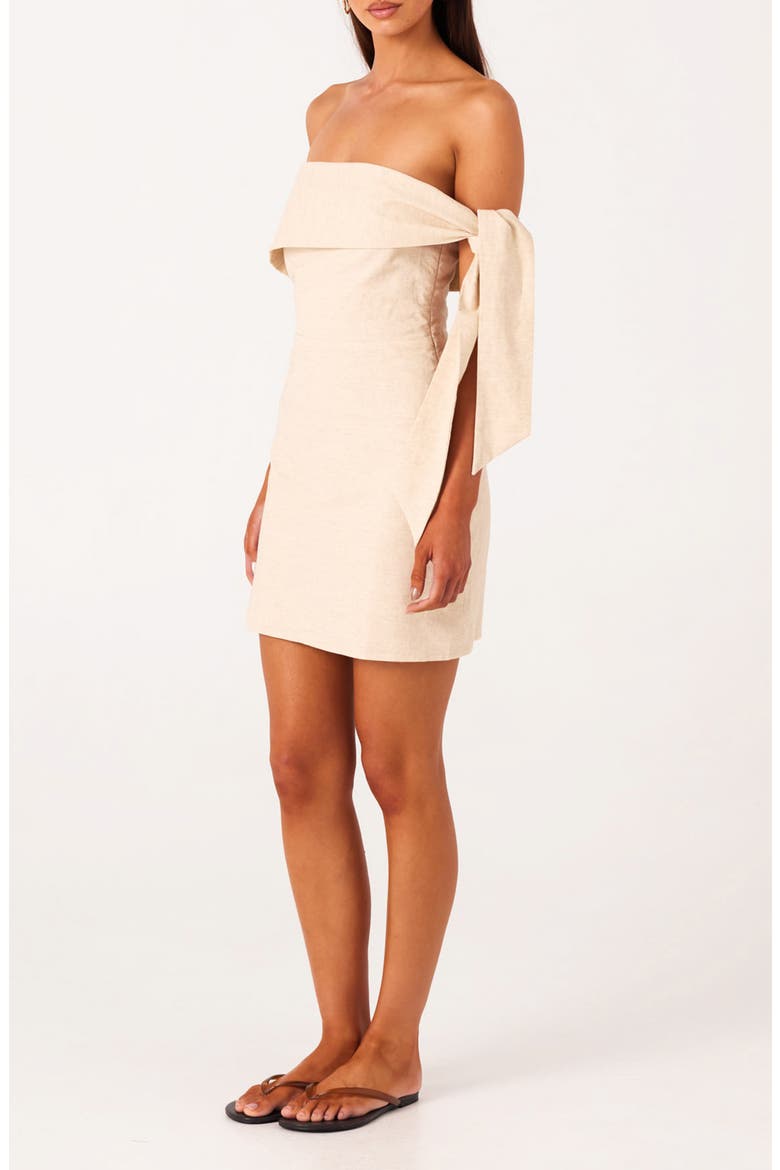 Jaymie Strapless Linen & Cotton Minidress, Alternate, color, NATURAL