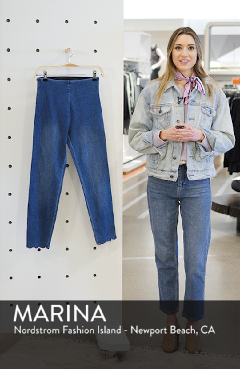 ́ Scallop Hem Denim Leggings, sales video thumbnail