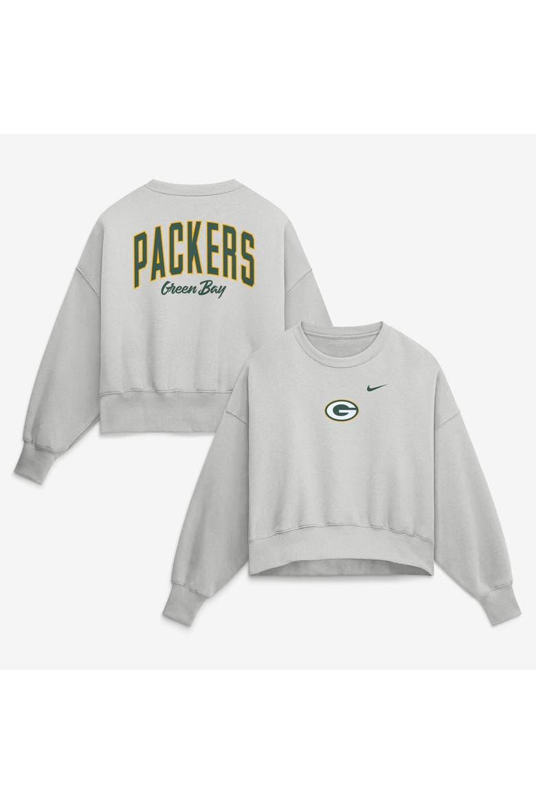 Women's Nike  Gray Green Bay Packers Oversized Primetime Phoenix Fleece Sweatshirt, Main, color, Gray