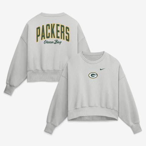 Women's Nike  Gray Green Bay Packers Oversized Primetime Phoenix Fleece Sweatshirt