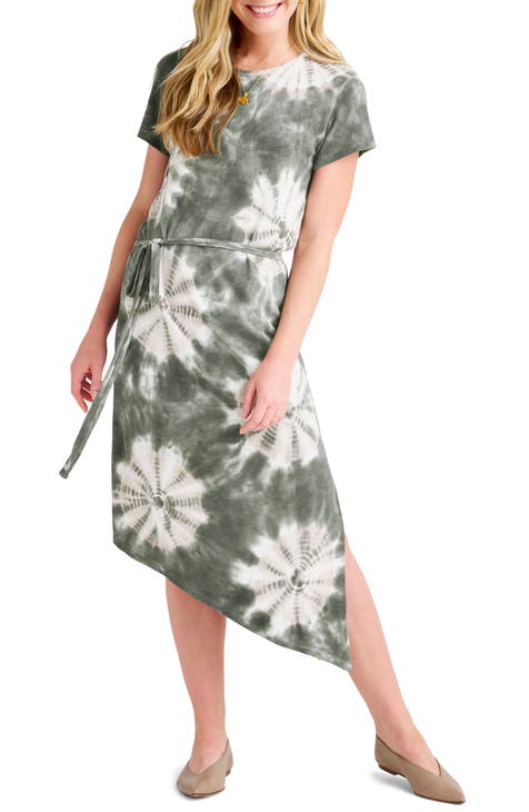 Allegra Side Tie Asymmetric Midi Dress