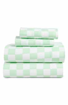 MAISON DES FLEURS Check Print Microfiber Sheet Set