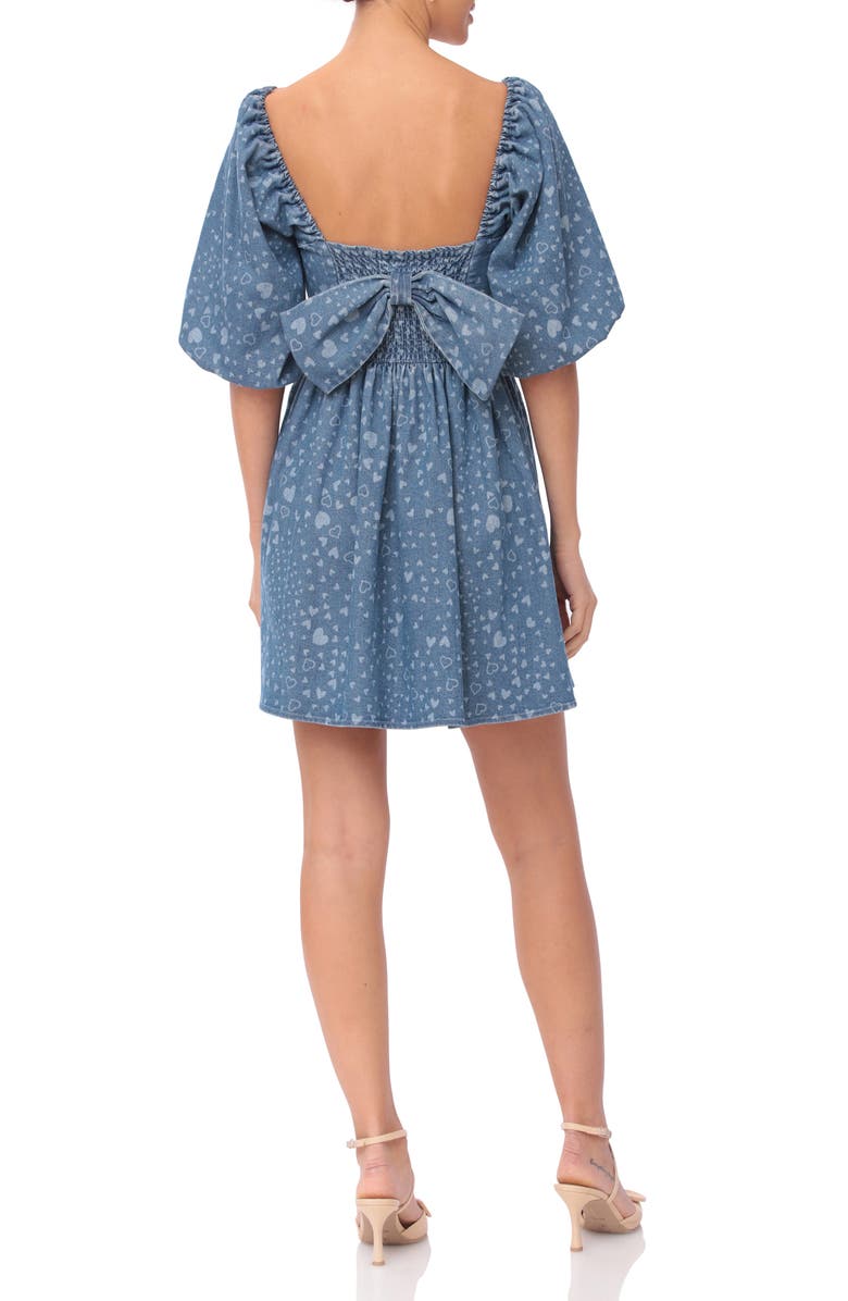 Avec Les Filles Heart Puff Sleeve Babydoll Minidress, Alternate, color, Swirling Hearts