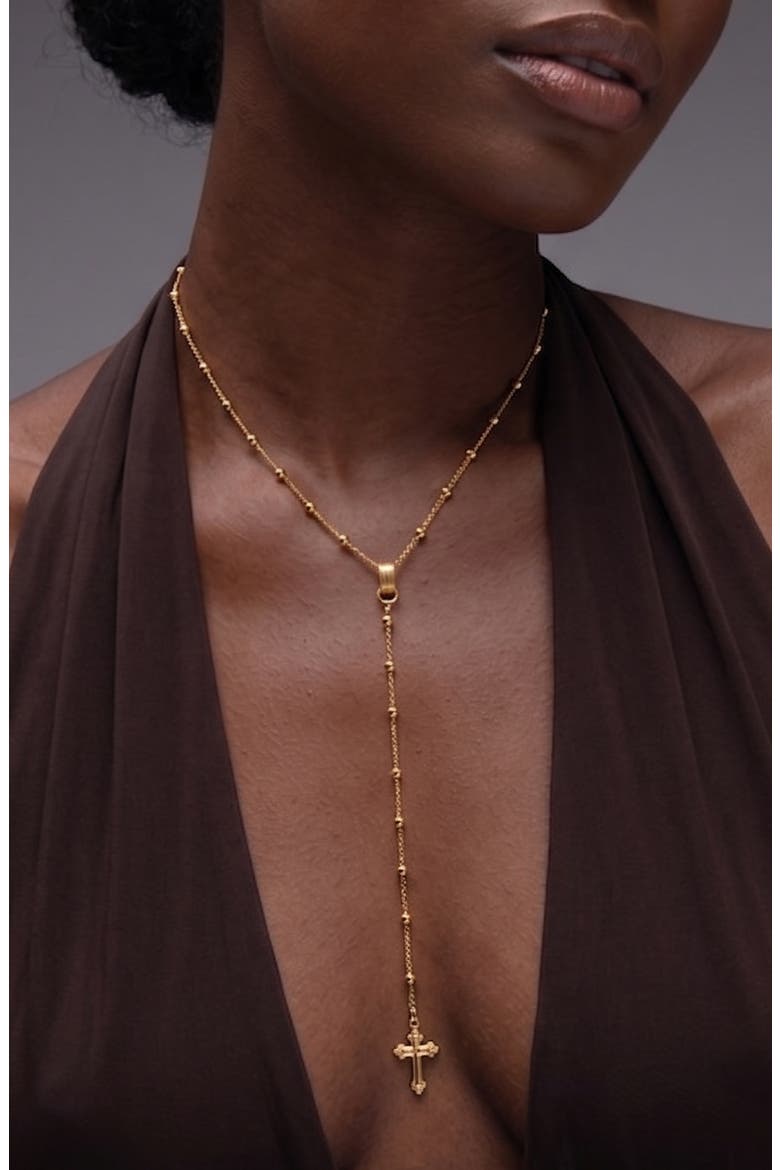 Cross Lariet Necklace In Gold, Alternate, color, Gold