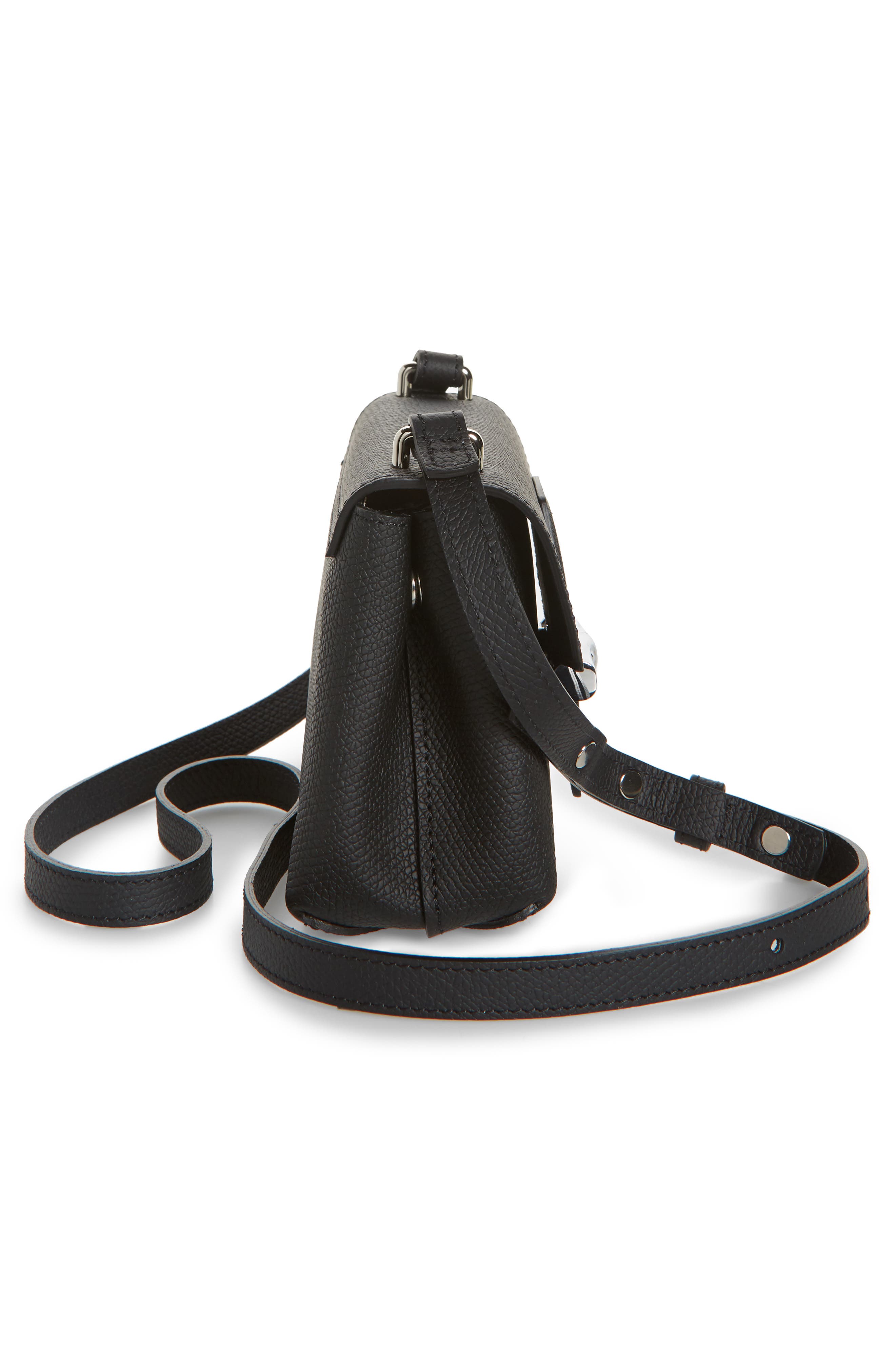 Longchamp Small Roseau Leather Crossbody Bag, Alternate, color, Black