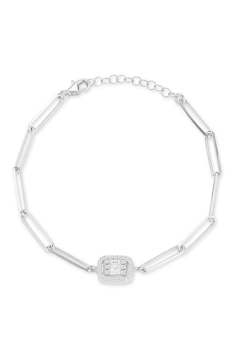Cubic Zirconia Paper Clip Chain Bracelet, Main, color, SILVER