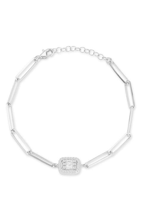 Cubic Zirconia Paper Clip Chain Bracelet