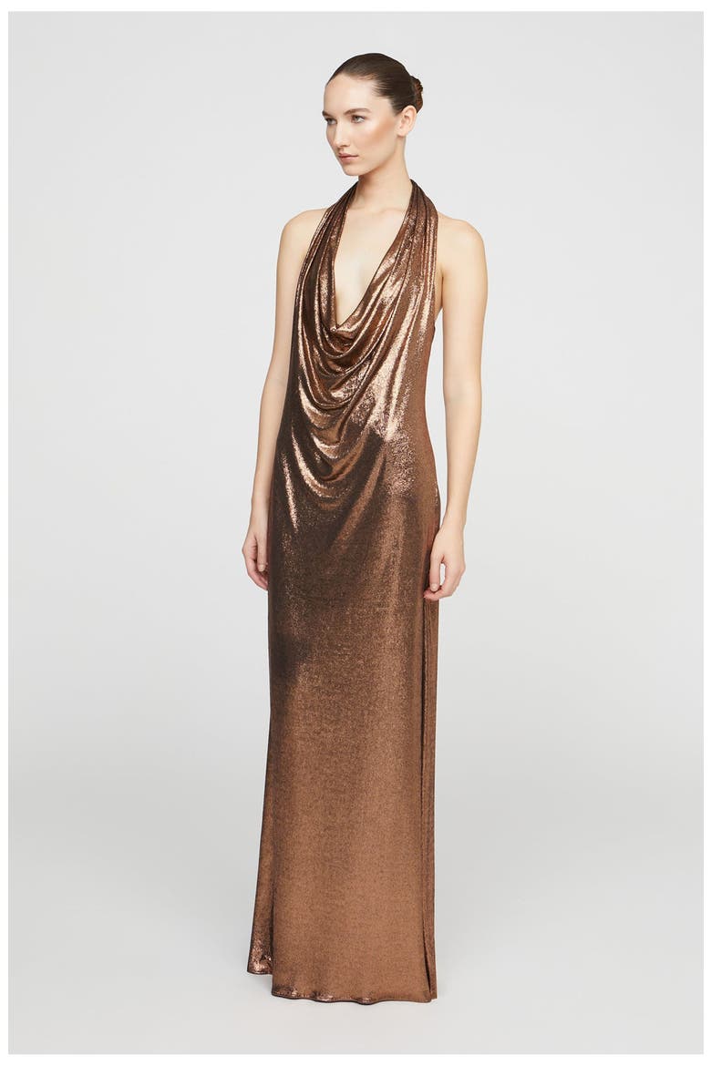 Soraya Jersey Gown, Alternate, color, Copper