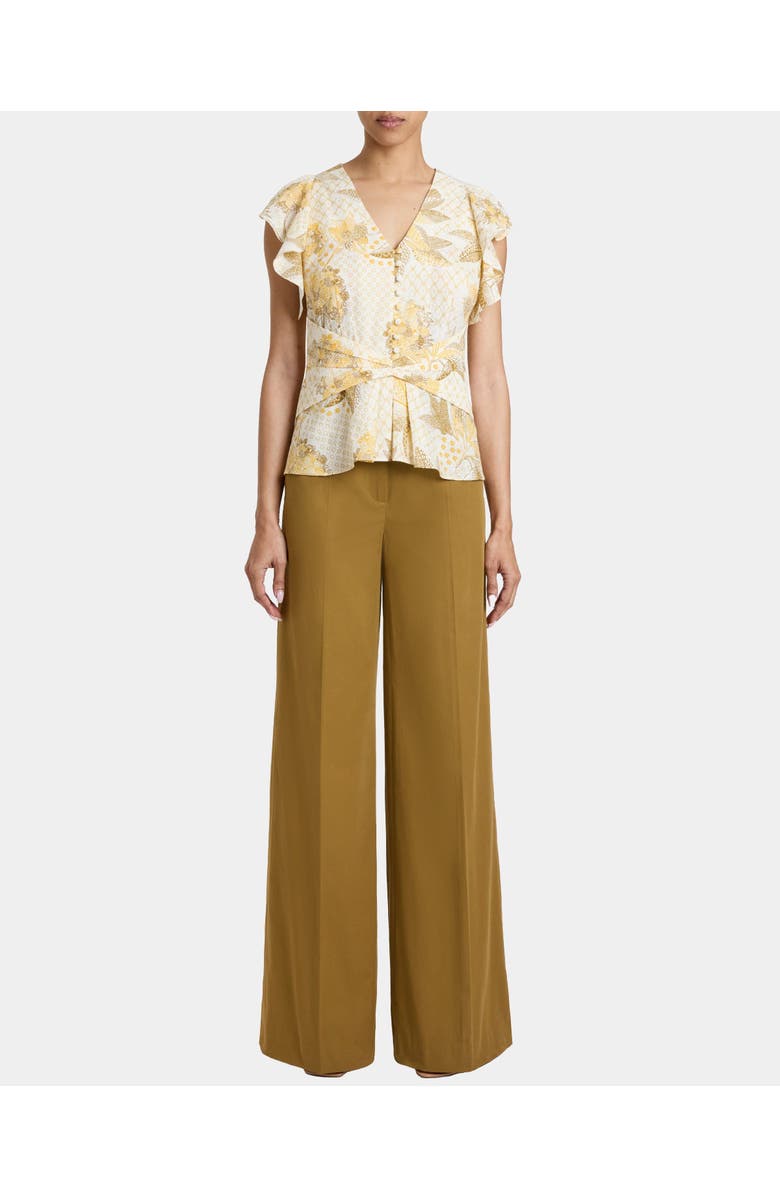 Santorelli LILY Wide Leg Pants with Slanted Side Pockets in Stretch Cotton, Alternate, color, Coconut