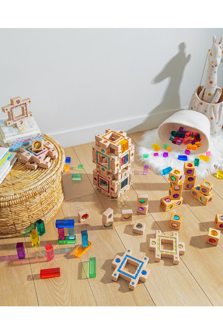 Noa Translucent Rainbow Acrylic Sensory Building Blocks - 12 Pieces, Alternate, color, Rainbow