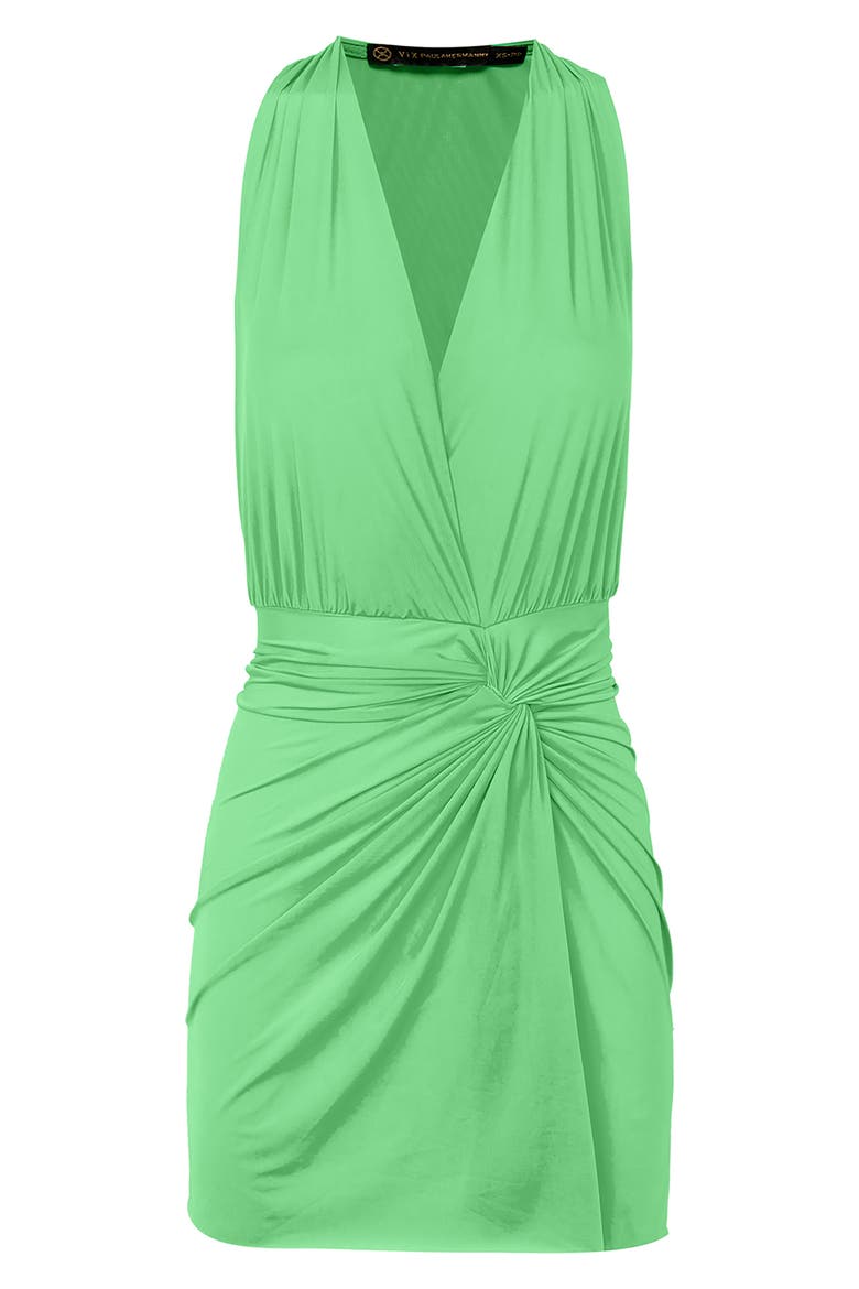 Karina Faux Wrap Cover-Up Minidress, Alternate, color, LIGHT GREEN