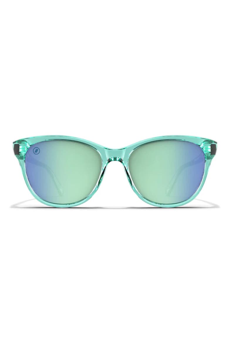 Palmy 54mm Polarized Round Sunglasses, Main, color, CRYSTAL AQUA