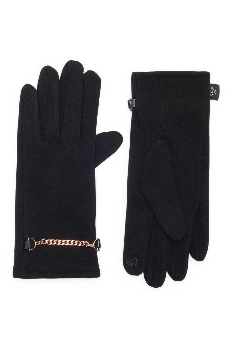 Chain Accent Tech Gloves, Main, color, BLACK