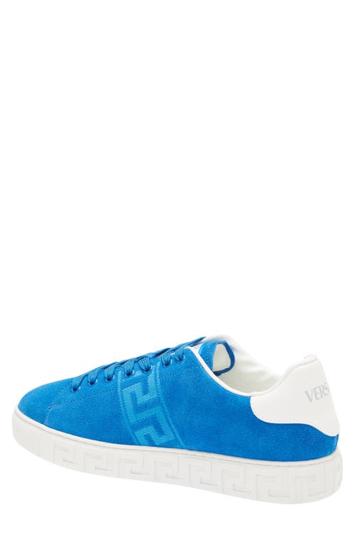 Versace Greca Suede Low Top Sneaker In White