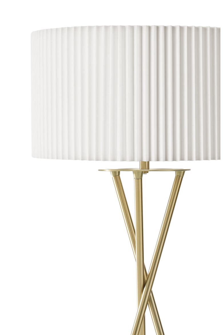Jaxon Pleated 60" Smart Home Compatible LED Twisted Tripod Floor Lamp, Bulb Included, Alternate, color, Polished Gold