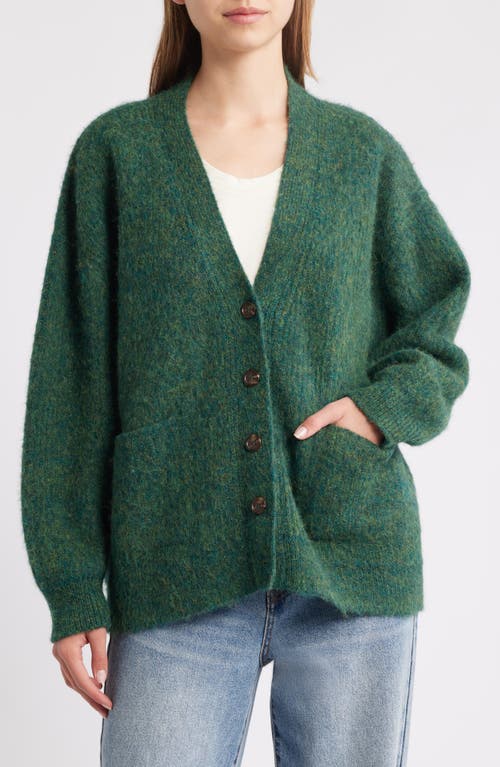 The Great . The Brushed Melange Cardigan In Green